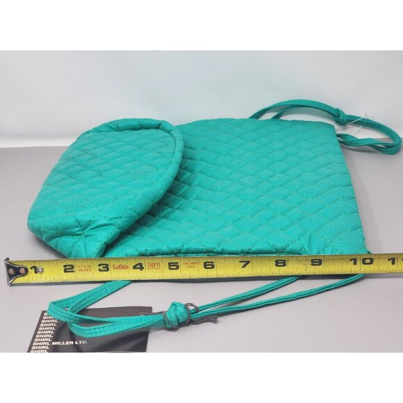 Shirl Miller LTD Quilted Aqua Green‎ Shoulder Bag Straps Colorful Lined Interior - Picture 12 of 14
